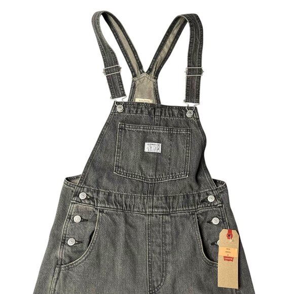 Free People Levi's Two Horses Vintage Overalls Black Gray Denim NWT Size XSmall - Picture 4 of 7